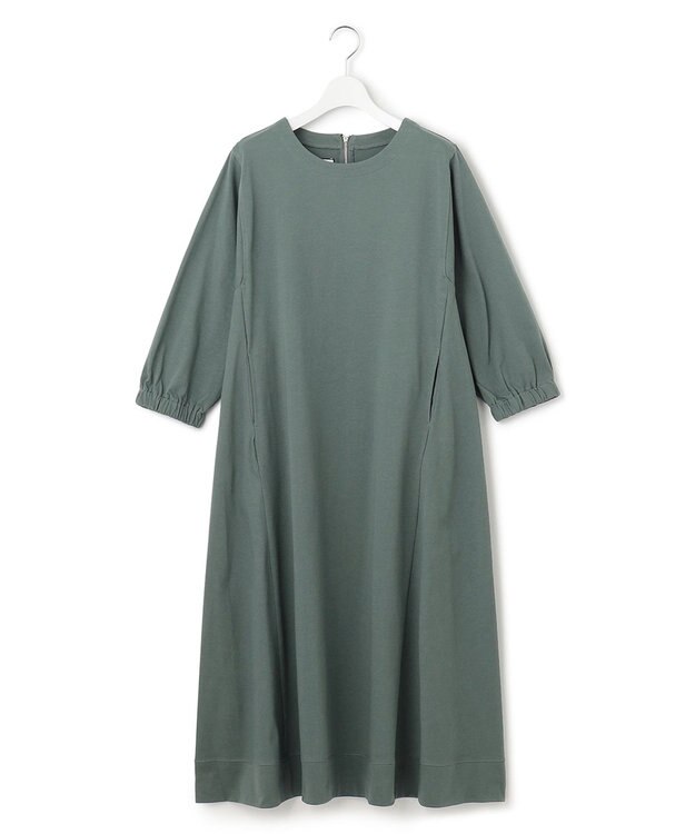 J.PRESS YORK STREET 【WOMEN】Aラインワンピース スモーキーグリーン系