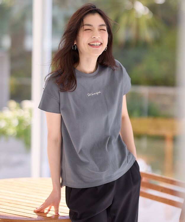 ANY エンブロイダリーロゴTシャツ チャコール