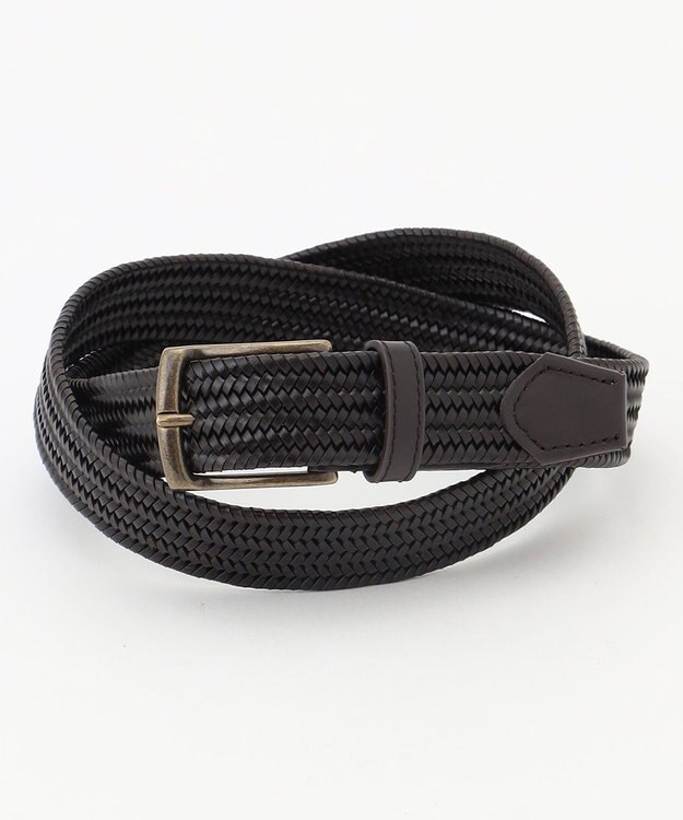 JOSEPH ABBOUD 【イタリア素材・ストレッチ・日本製】 ストレッチレザー ベルト　30㎜ ダークブラウン系