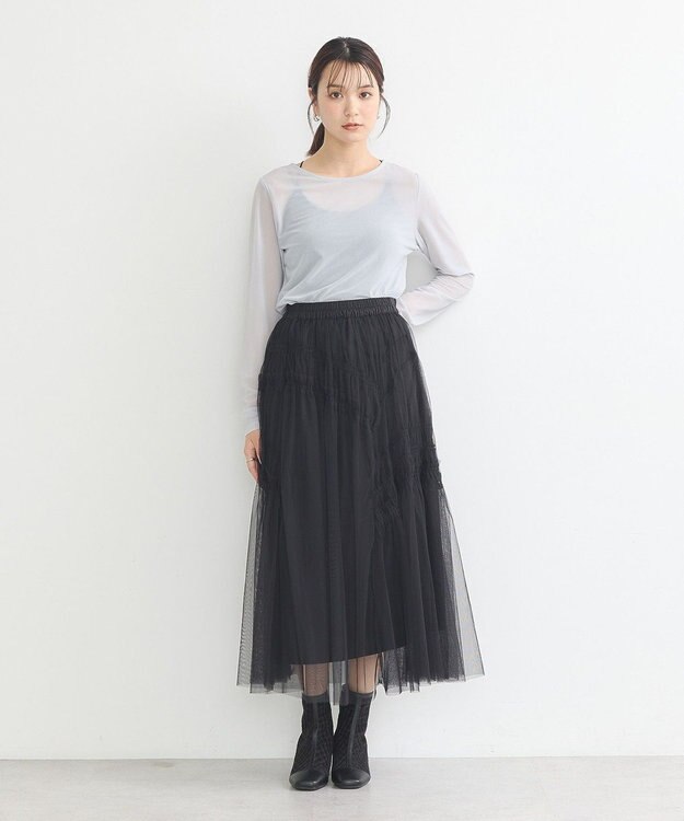 earth music&ecology リボンプリントシアープルオーバー Gray