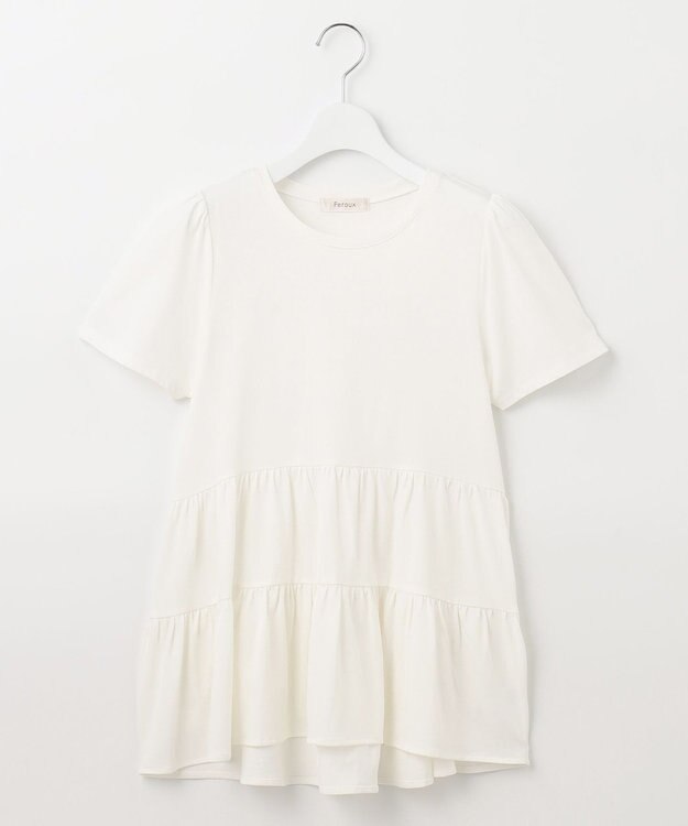 Feroux 【UVケア】ティアードチュニック Tシャツ ホワイト系