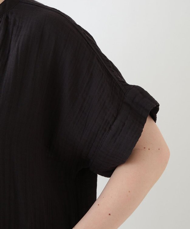 UCHINO クレープガーゼ 　パッチポケットワンピース ブラック