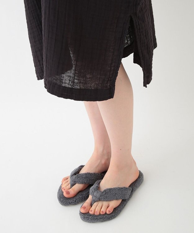 UCHINO クレープガーゼ 　パッチポケットワンピース ブラック