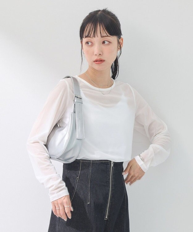 earth music&ecology リボンプリントシアープルオーバー White