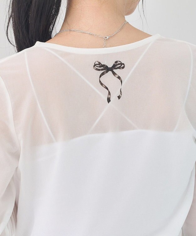 earth music&ecology リボンプリントシアープルオーバー White