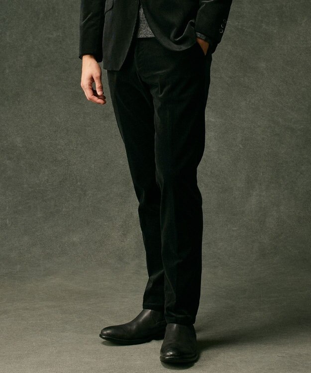 JOSEPH ABBOUD 【キングサイズ・ウエストも伸びる！遠州ファブリック/オーガニックコットン】ソフトコーデュロイ パンツ ブラック系