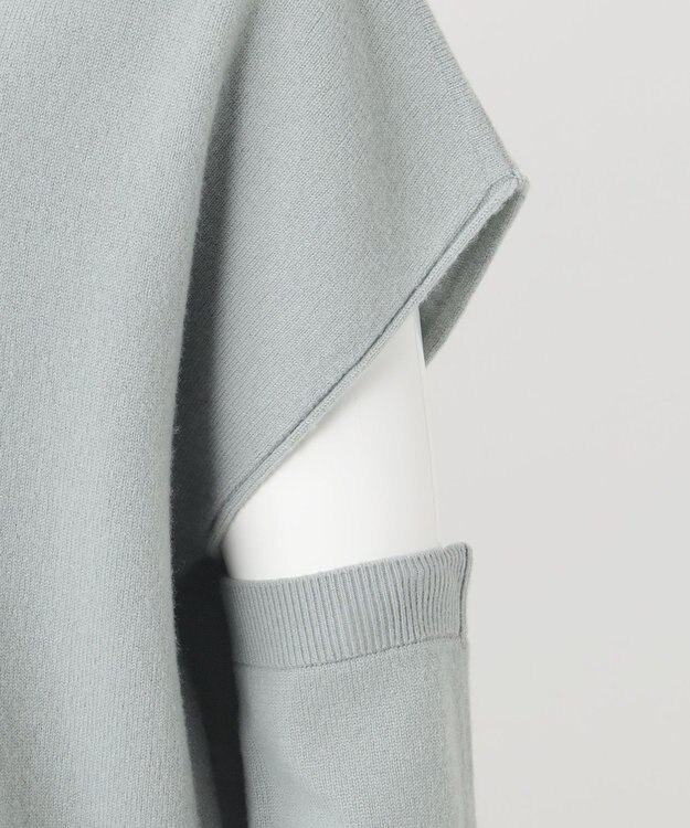 23区 L 【エステータ】エアリースパンウール アームウォーマーデザイン ハイネックニット ミントグリーン系