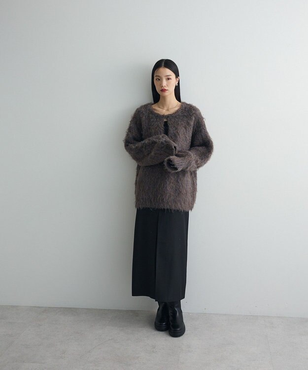 Green Parks 前後２ｗａｙキーネックシャギーニット Brown