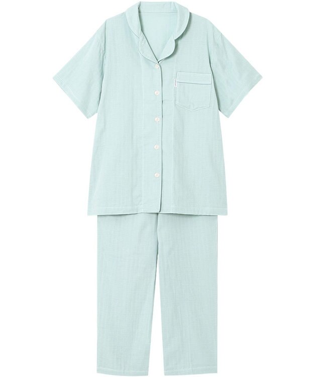 ワコール／睡眠科学 パジャマ 5分袖 半袖 9分丈 綿100%(天綿)(本体) レディース YDT144 睡眠科学／ワコール グリーン