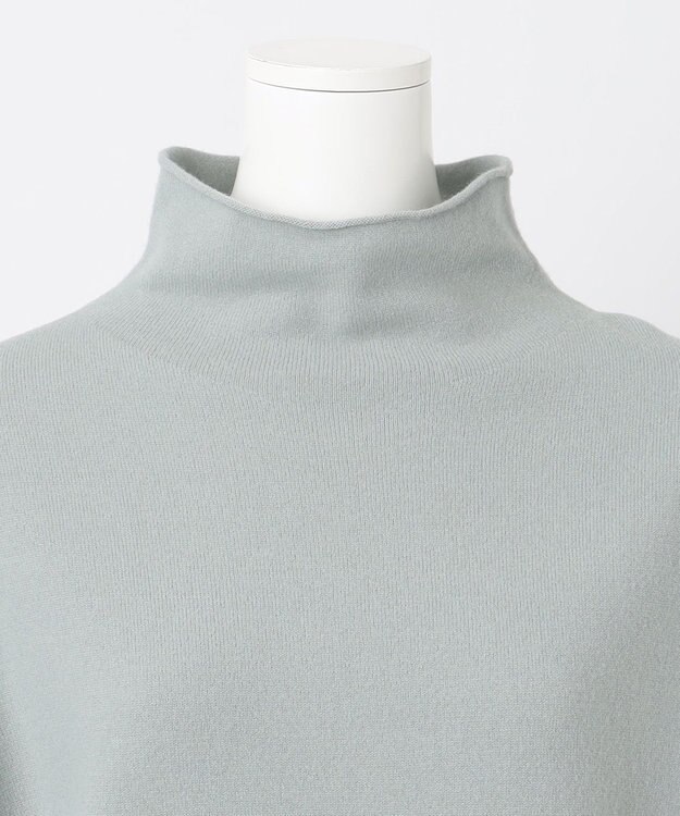 23区 L 【エステータ】エアリースパンウール アームウォーマーデザイン ハイネックニット ミントグリーン系