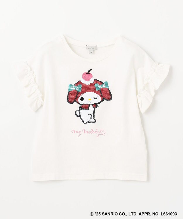 ANY KIDS 【any FAM ×サンリオキャラクターズ】ミラクルスパンコール Tシャツ マイメロディ×オフホワイト