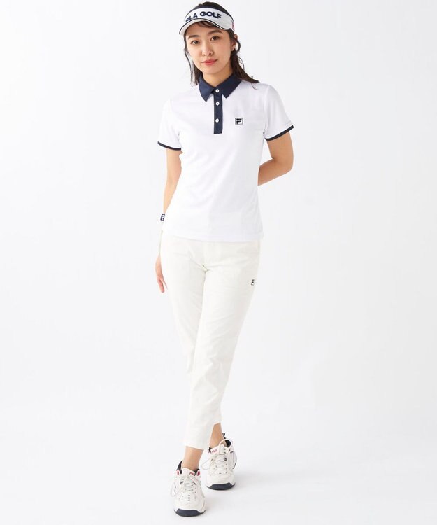 FILA GOLF／marie claire 【FILA GOLF】アクセントカラー半袖ポロシャツ ホワイト