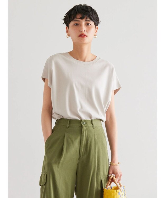 AMERICAN HOLIC キレイＣｏｔｔｏｎフレンチスリーブカットプルオーバー Gray Beige