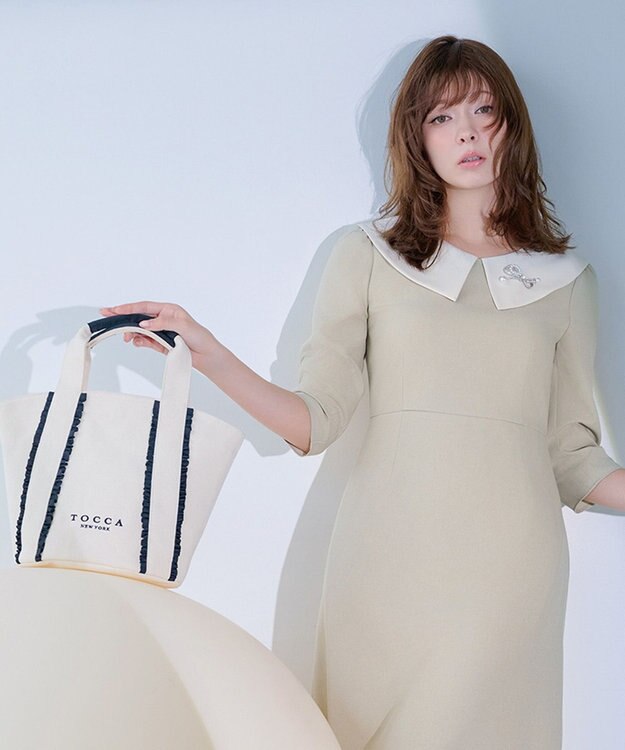 TOCCA 【八木アリサさん着用】TRILL TRIM CANVASTOTE キャンバストートバッグ アイボリー系