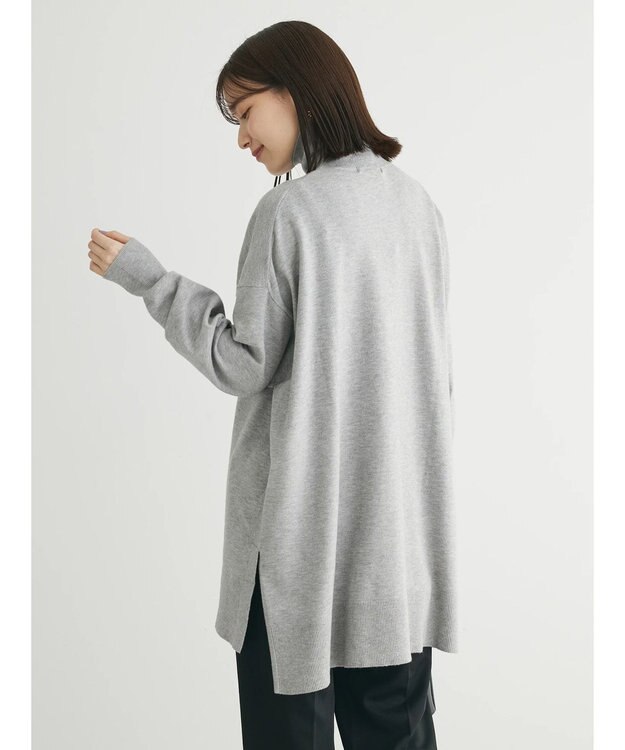 Green Parks もちやわ　タートルニットチュニック Light Gray Mixture
