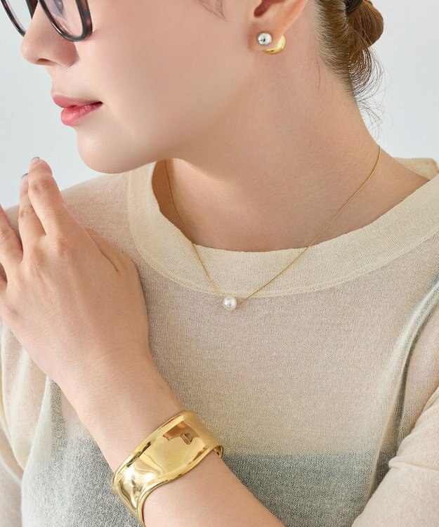 Phoebe <オンワード限定セット>ワントップパールネックレス×アークカフワイドバングル ゴールド