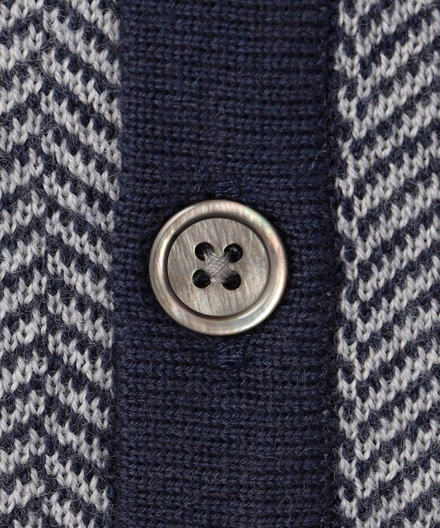 GOTAIRIKU 体温調整に【洗える/チクチクしにくい/ピリングしにくい】イタリア糸 ハイゲージ ベスト_WOOL100% ネイビー×ヘリンボーン柄(25年新色)