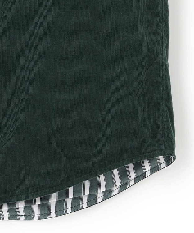 J.PRESS MEN バンドカラーリバーシブル シャツ ダークグリーン系