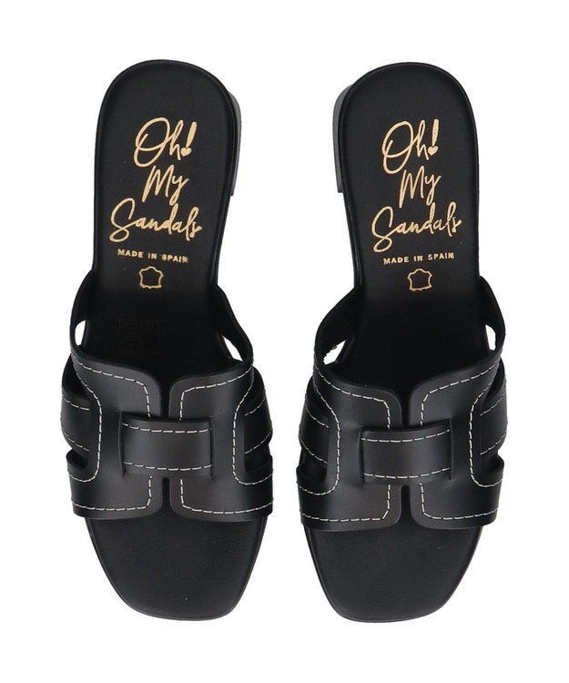 INTER-CHAUSSURES 【Oh my Sandals】チャンキーヒールレザーサンダル ブラック