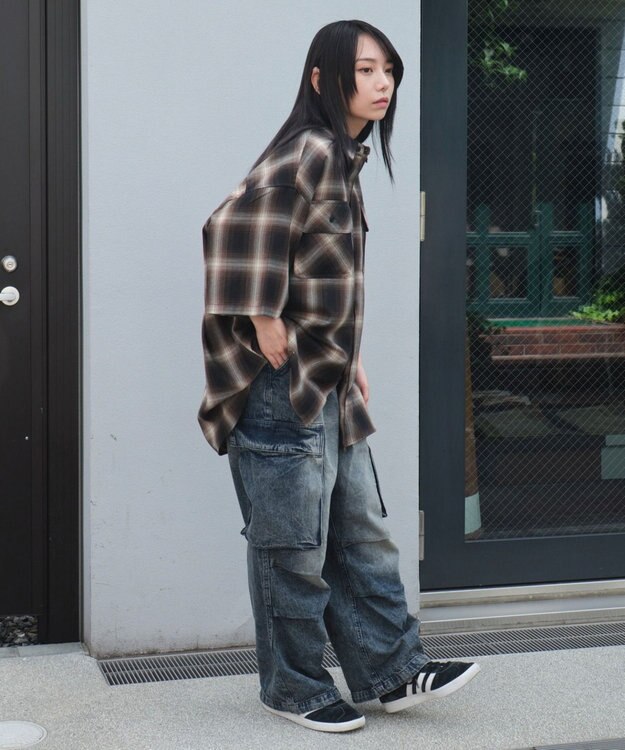 WEGO 【ユニセックス着用ITEM/SMLサイズ展開】オンブレチェックシャツ（SS） 柄3