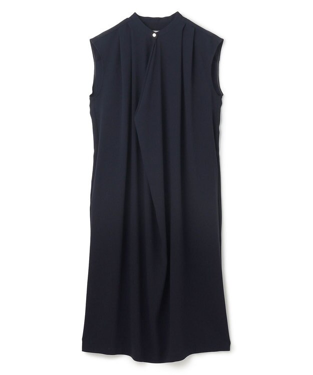 BEIGE， 【洗える】FLEUR / フロントドレープノースリーブドレス Navy