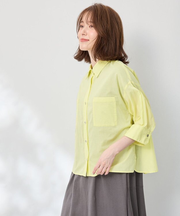 ANY コットンエアーウォッシュ5分袖シャツ イエロー