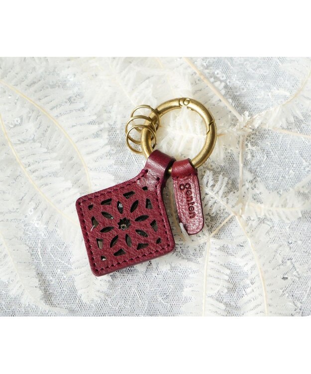 genten アーガイルカットワーク キーリング ワイン