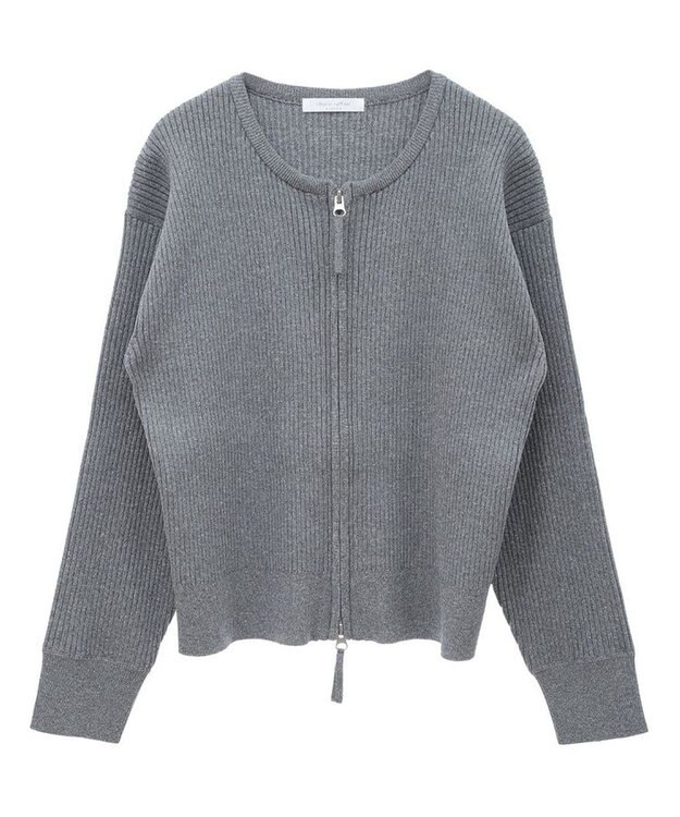 Green Parks ＺＩＰ付きニットカーディガン Gray Mixture