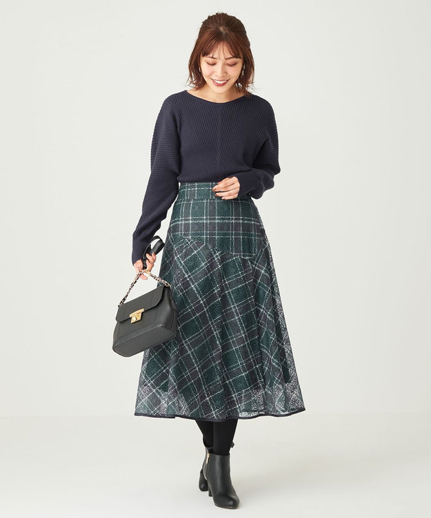 ANY SIS L 【洗える】アレンジRIB ニット ネイビー