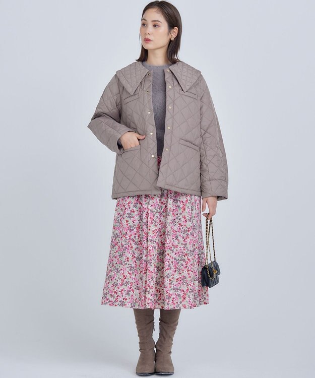 組曲 ニュアージュフラワープリント スカート ピンク系5