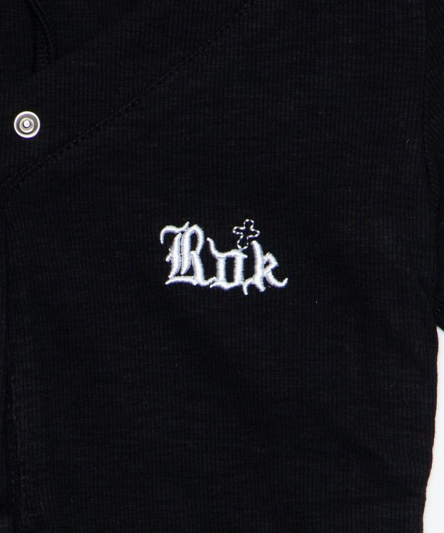 WEGO ヘンリーネックロゴ刺繍T ブラック