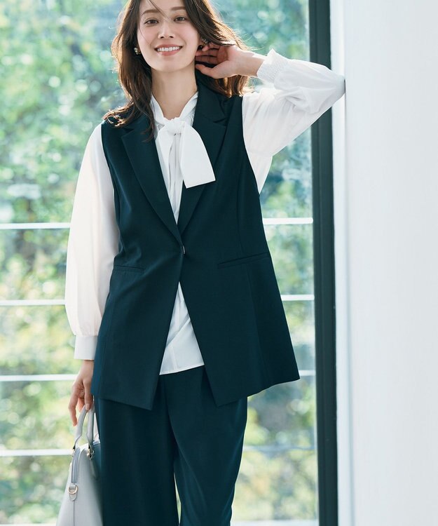 ANY SIS 【優木まおみさんコラボ】秒映えセレモニー ブラウス × ジャンパースカート オフ×ネイビー