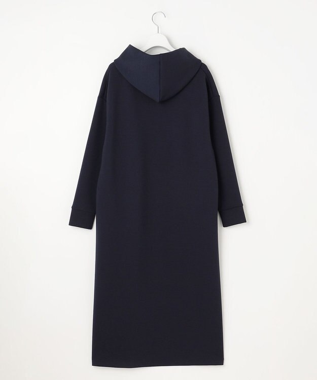 自由区 L 【WEB限定・洗える】マットストレッチダンボールフーディー ワンピース ネイビー