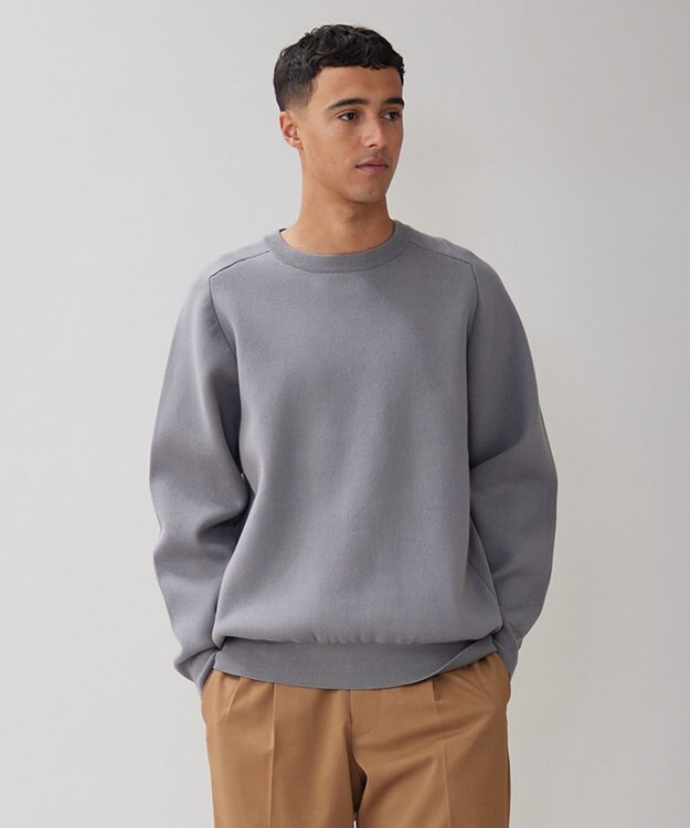UNFILO MENS 【新色追加】スウェットライク クルーニット [24年秋冬商品] グレー