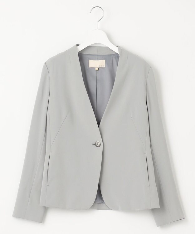 自由区 【XSサイズ～/洗える】ダブルフェイススーティング ノーカラージャケット セージ