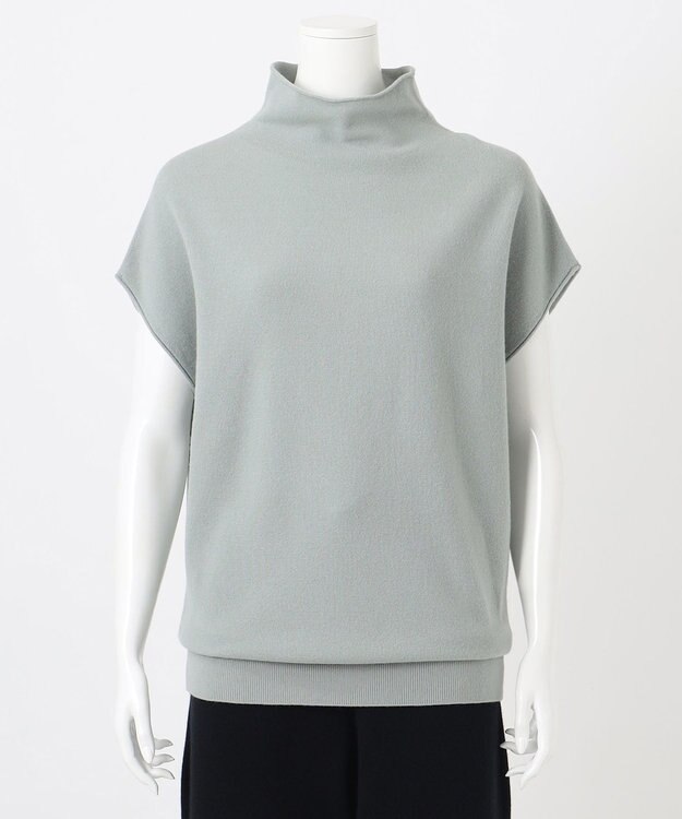 23区 L 【エステータ】エアリースパンウール アームウォーマーデザイン ハイネックニット ミントグリーン系