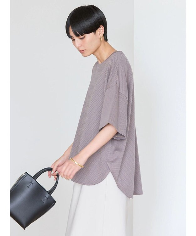 AMERICAN HOLIC 接触冷感裾ラウンドカットプルオーバー Border Blue