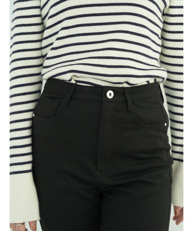 earth music&ecology 裏起毛スキニーパンツ Black