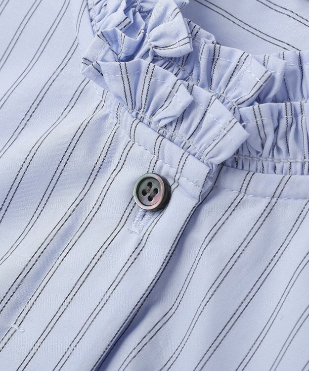 YECCA VECCA イージケアフリルカラーシャツ Stripe Blue