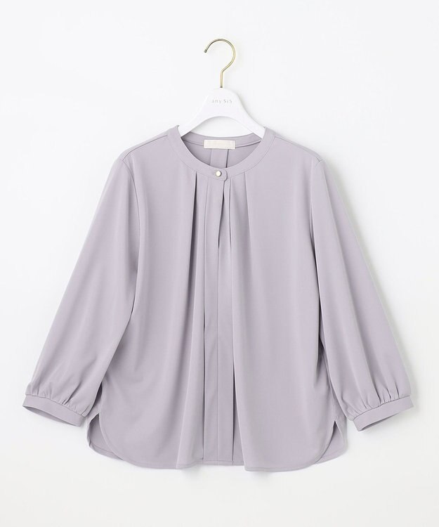 ANY SIS 【接触冷感・吸水速乾・UVケア】エアリードレープスムース 七分袖ブラウス ラベンダー