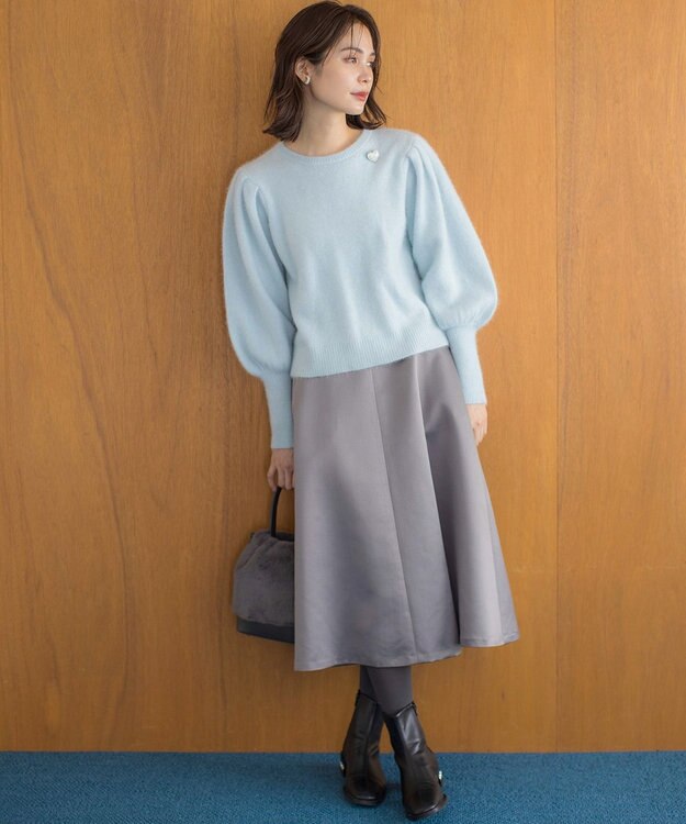 組曲 L マットサテンノーブルスカート スレートグレー系