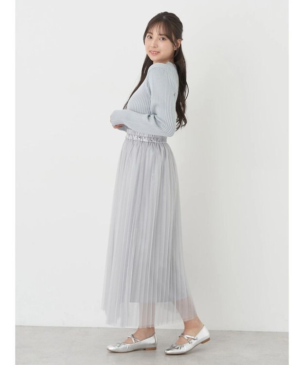 earth music&ecology チュールプリーツスカート Light Gray