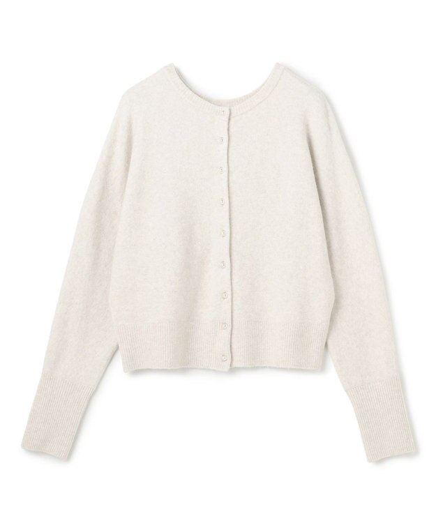 UNFILO 【前後着用 可能】ふわふわニット 2WAY パールボタンカーディガン グレージュ