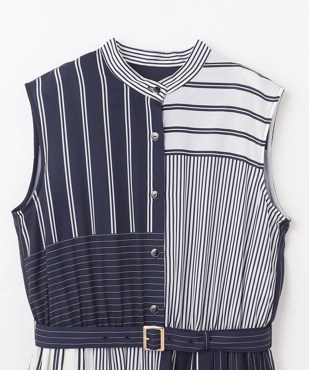 GRACE CONTINENTAL ストライププリントワンピース ネイビー