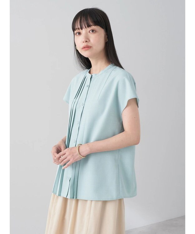 earth music&ecology タックデザインブラウス Green