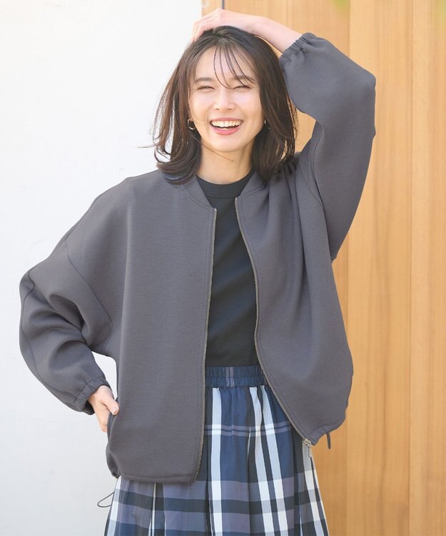 ANY 【洗える】ライトウエイト ジップブルゾン チャコール