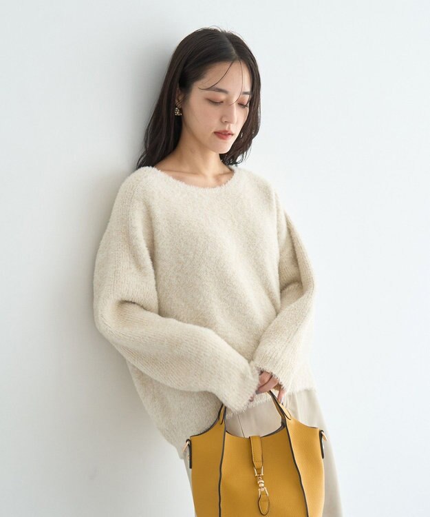 YECCA VECCA ラメシャギードルマンニット Ivory