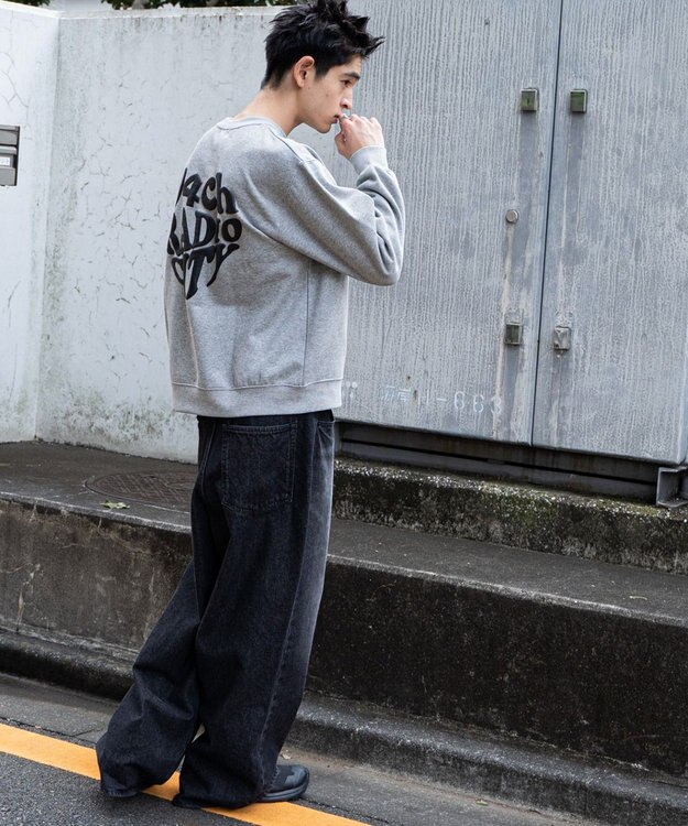 WEGO 【ユニセックス着用ITEM/裏起毛/SMLサイズ展開】リラックスフィットハートロゴプルオーバー 杢グレー