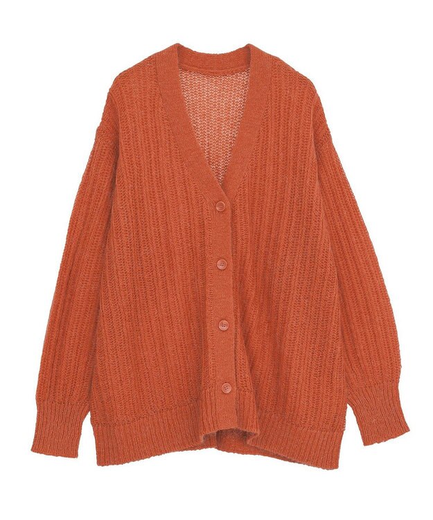 Green Parks シアーニットＶネックカーディガン Orange