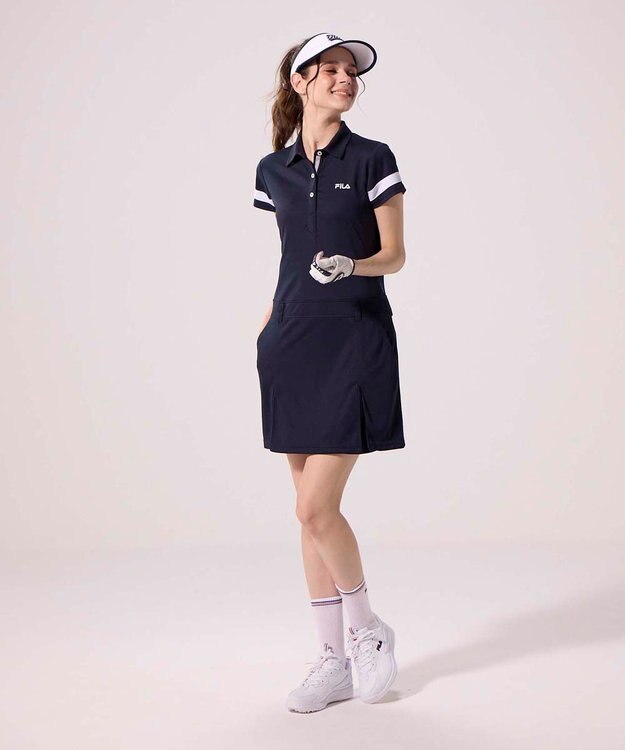 FILA GOLF／marie claire 【FILA GOLF】スポーティ半袖ワンピース ネイビー